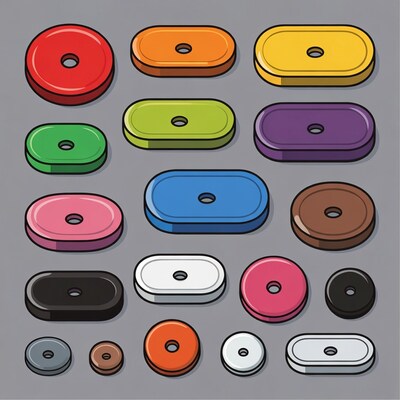 Colorful Oval and Round Buttons Illustration