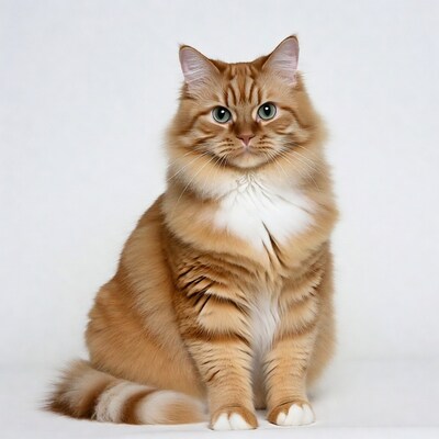 Fluffy red tabby cat sitting