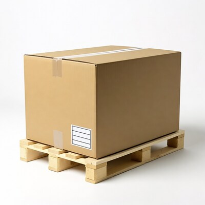 Cardboard box on wooden pallet