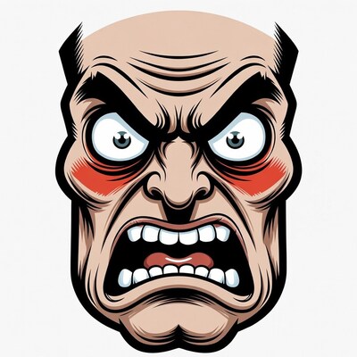 Angry cartoon man face