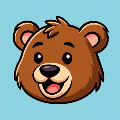Cartoon brown bear smiling
