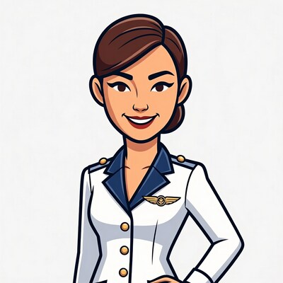 Asian flight attendant illustration smiling