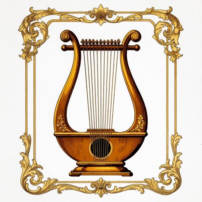 Ornate Golden Harp Illustration