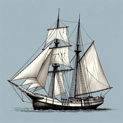 Sailing Ship with Full Sails