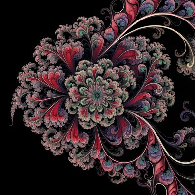 Fractal Flower on Black Background