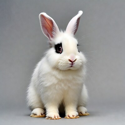 White bunny with black eye spots
