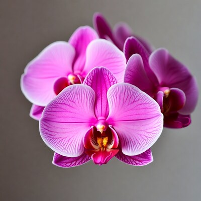 Pink Phalaenopsis Orchids on Gray Background