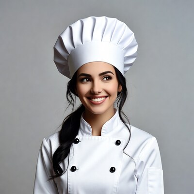 Smiling woman in chef uniform