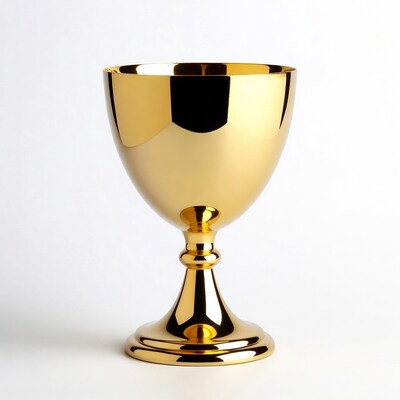 Golden Chalice on White Background