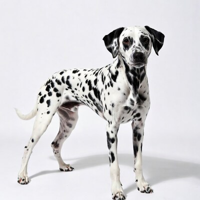 Dalmatian standing on white background