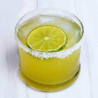 Margarita with lime and salt rim