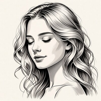 Profile of woman with wavy blonde hair