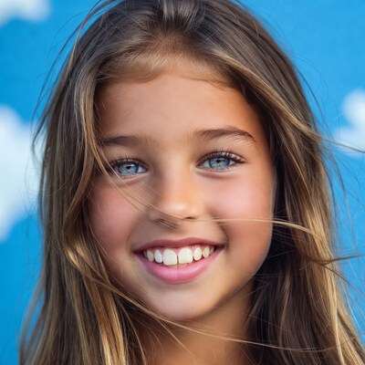 Smiling girl with blue eyes