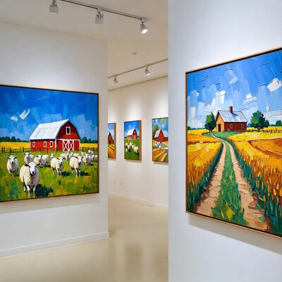 Farm Paintings with Sheep in Gallery