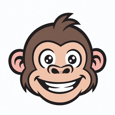 Cartoon monkey smiling with big eyes