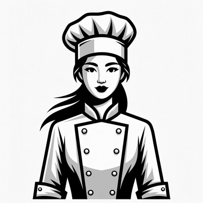 Asian female chef illustration