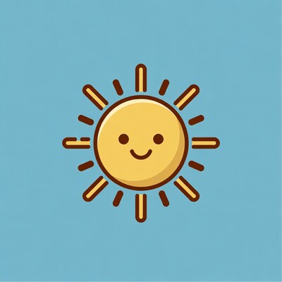 Smiling sun illustration on blue background