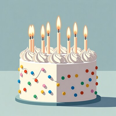 Birthday cake with lit candles