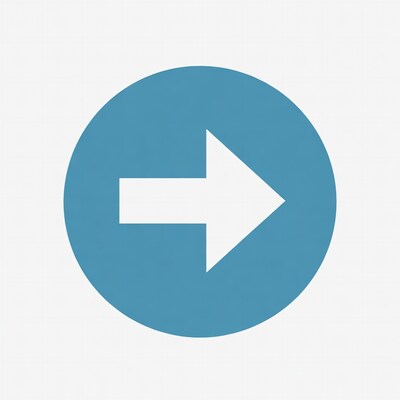 Blue circle white right arrow