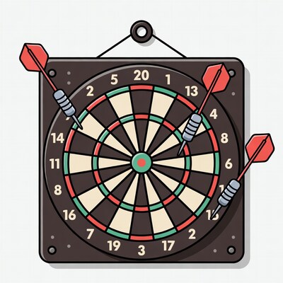 Dartboard with darts illustration