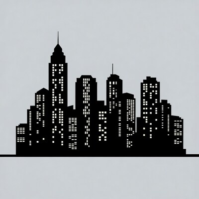 Silhouette of Night City Skyline
