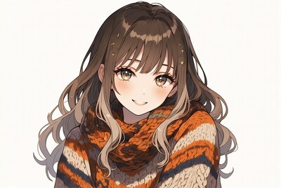 Anime girl with orange scarf