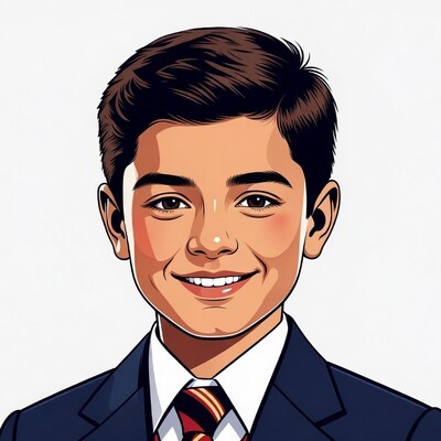 Smiling boy in suit illustration