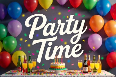Party Time Balloons Cake Champagne