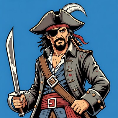 Pirate man holding sword