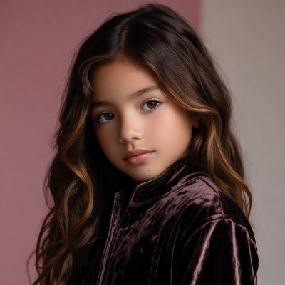 Young girl in velvet jacket portrait