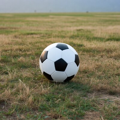 Soccer ball on grassy field