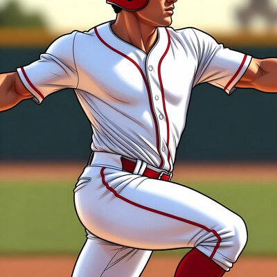 Baseball player pitching illustration