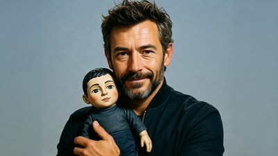 Man holding doll