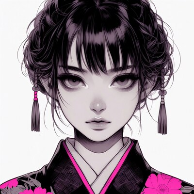 Asian woman in kimono illustration