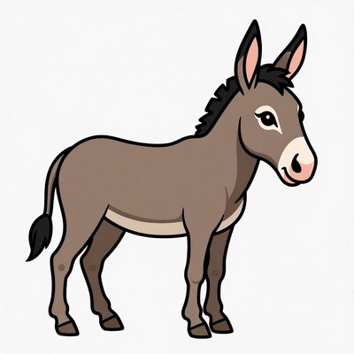 Cartoon donkey on white background