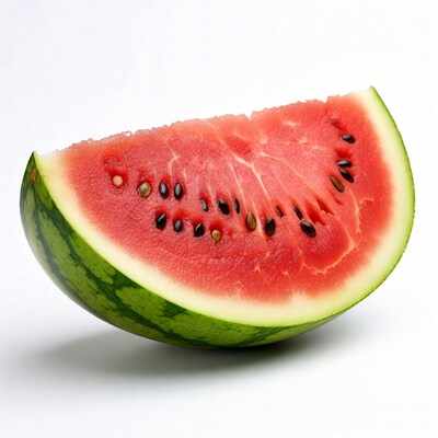 Watermelon slice on white background