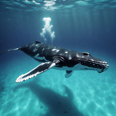Humpback whale swimming underwater
