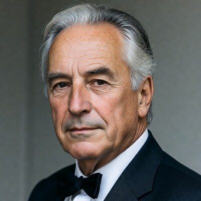 Elderly man in tuxedo bow tie