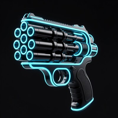 Cyberpunk Gatling Gun Pistol