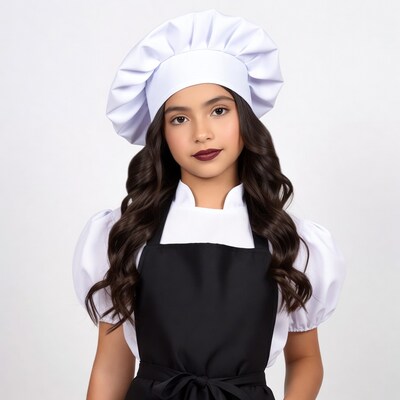 Girl in chef hat and apron