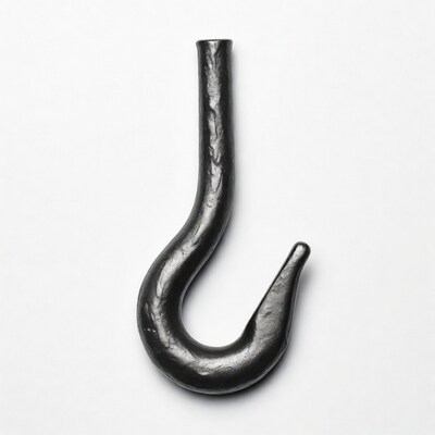 Black metal hook isolated