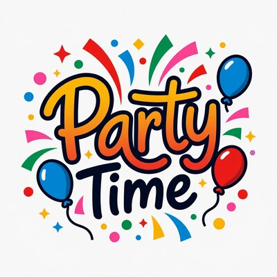 Party Time illustration with balloons