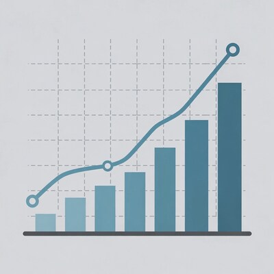 Blue Line Graph with Bars