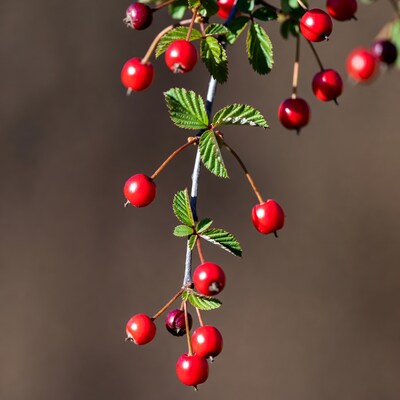 Red Rowan Berries on Branch