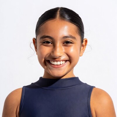 Smiling Asian girl in navy top