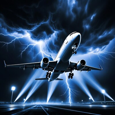 Airplane Landing in Thunderstorm