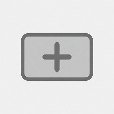 Gray plus icon in rectangle