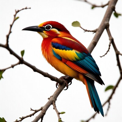 Colorful Barbet Perched on Branch