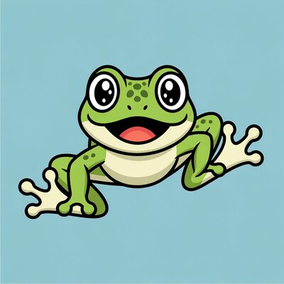 Cartoon green frog smiling