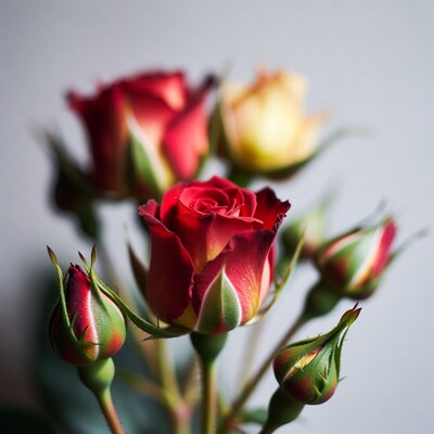 Red and Yellow Roses with Buds